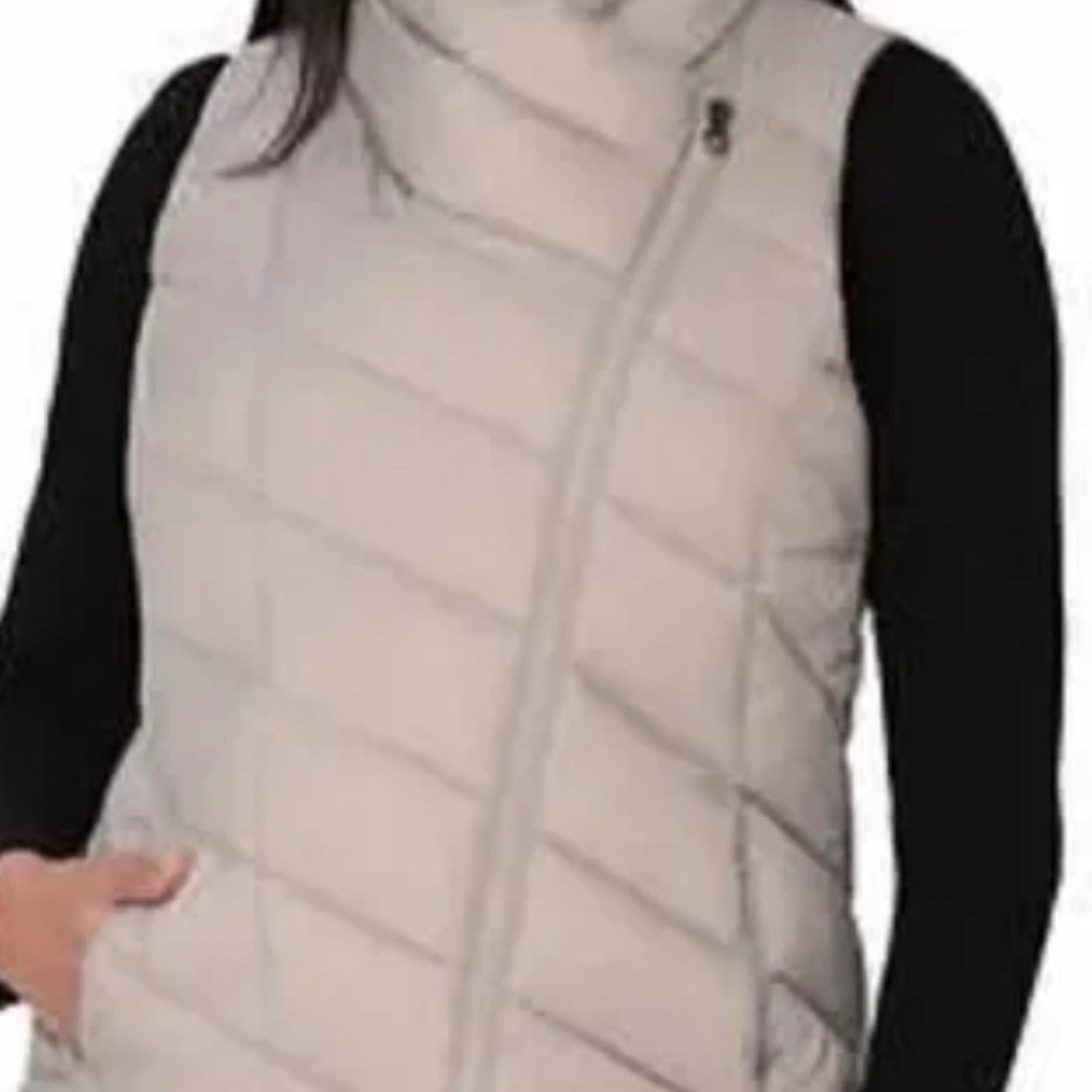 Nicole Miller Original Vest Quilted Lightweight Size Large Cream Beige 